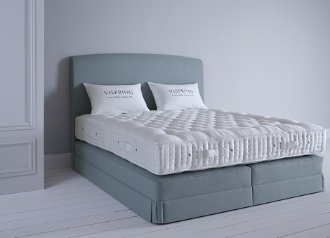  VISPRING boxspring hoofdbord Elba,klassiek bed,stofkleur: licht blauw